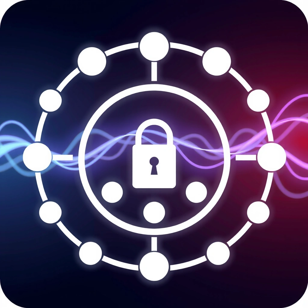 Digital security icon with a shield and padlock